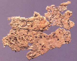 Worlds oldest known paper, a map from the 2nd century BCE